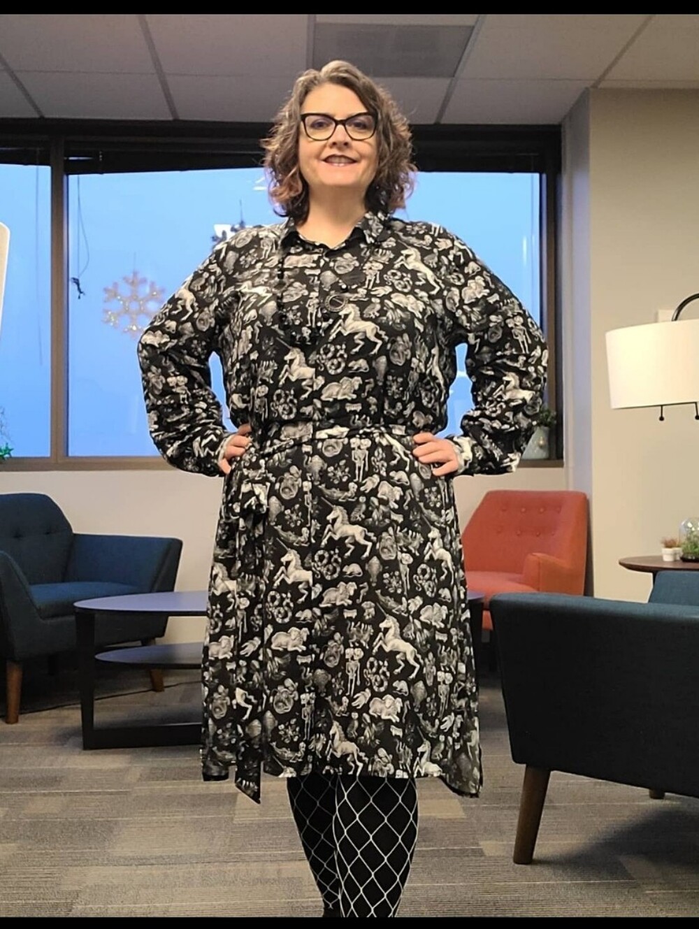 Pretty Snake Freak Of Nature Shirt Dress Black Novelty Print 2X Gothic